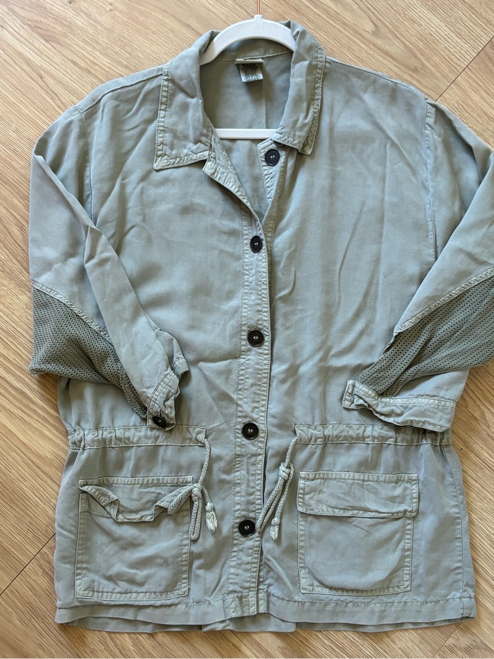 XCVI Olive Green Utility Jacket with Mesh Sleeve Panels